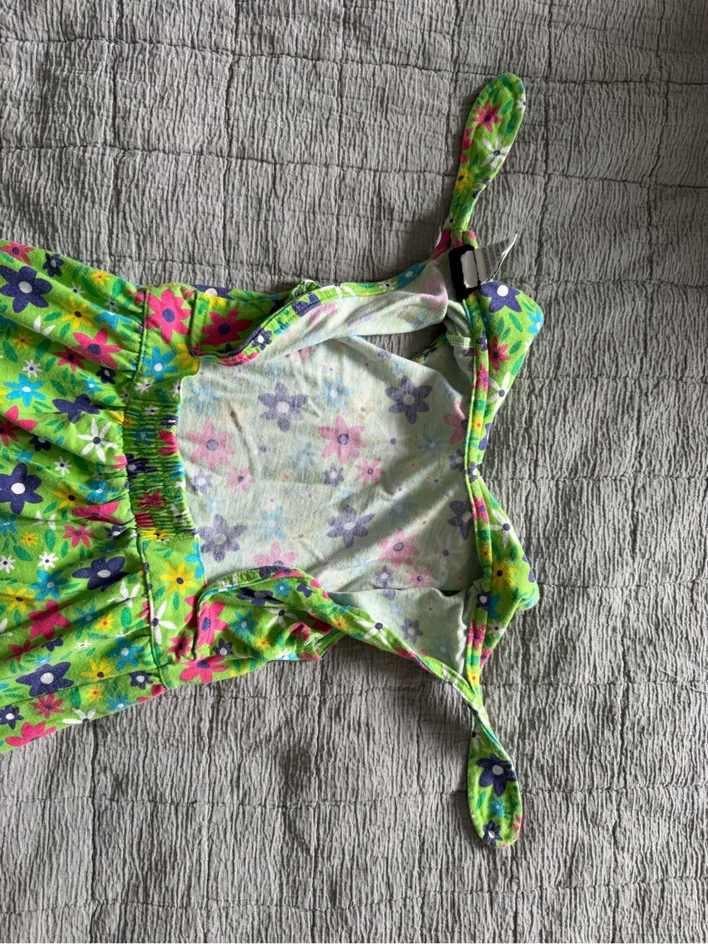 Girls' Green Floral Sleeveless Dress
